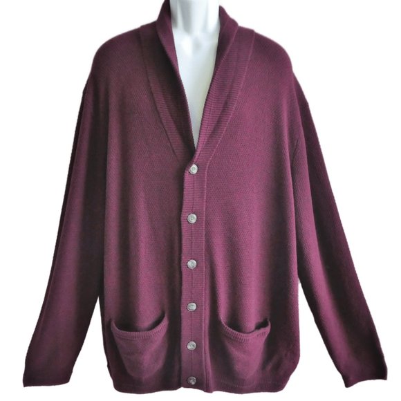 NEW Jos A Bank 1905 Collection Sweater Cardigan Burgundy Merino Wool Blend 2X - Picture 1 of 5